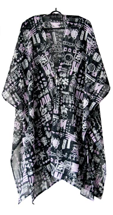 kaftan black white purple