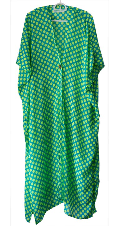 kaftan blue with green dots