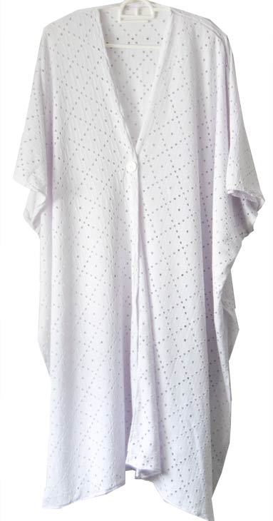 kaftan white stretch dots